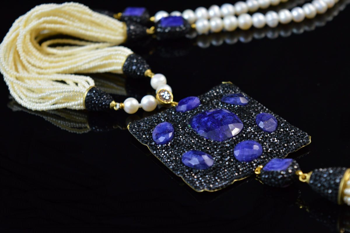 Blue Royalty Tassel Necklace