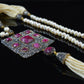 Multi Stone Tassel Necklace