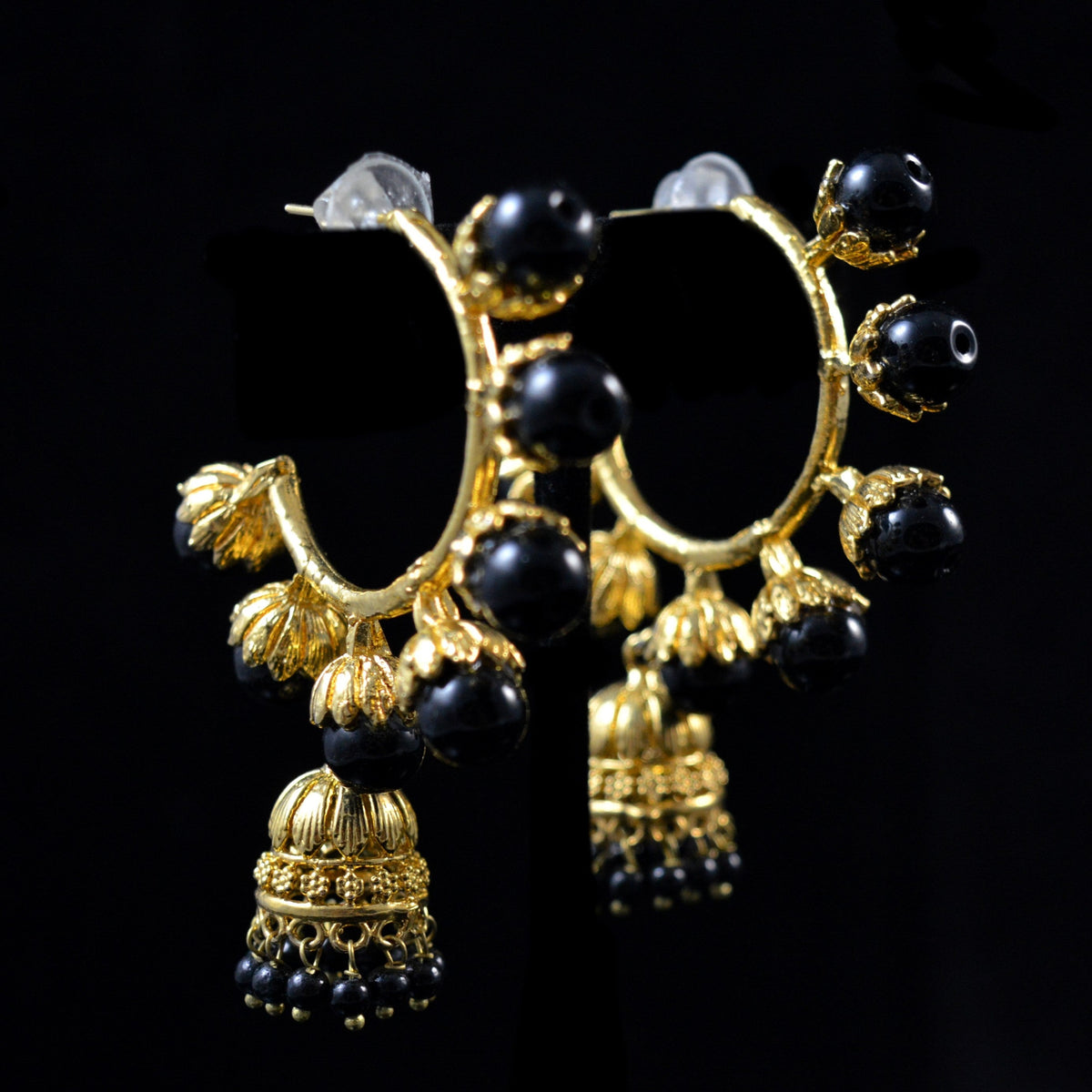 Black Pearls Hoops