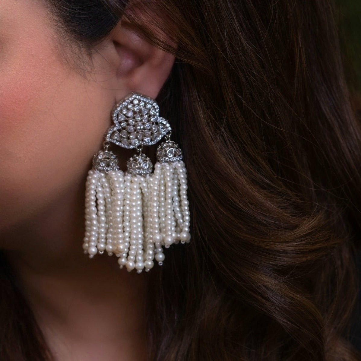 White Pearl Danglers