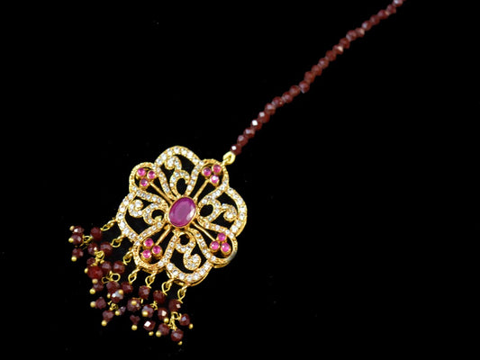 Maang tikka in ruby red