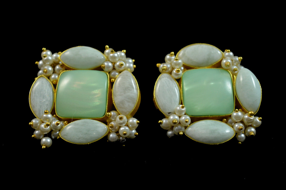 Natural Stone Earrings - Mint